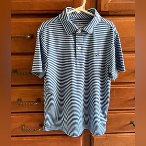 Vineyard Vines boys blue striped performance short sleeved polo size S (8-10)